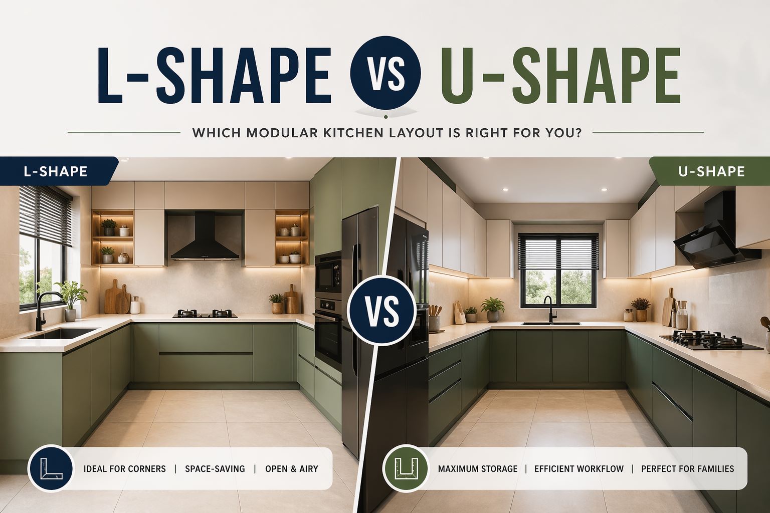 L-Shape vs U-Shape Modular Kitchen: Which One is Best for Indian Homes?