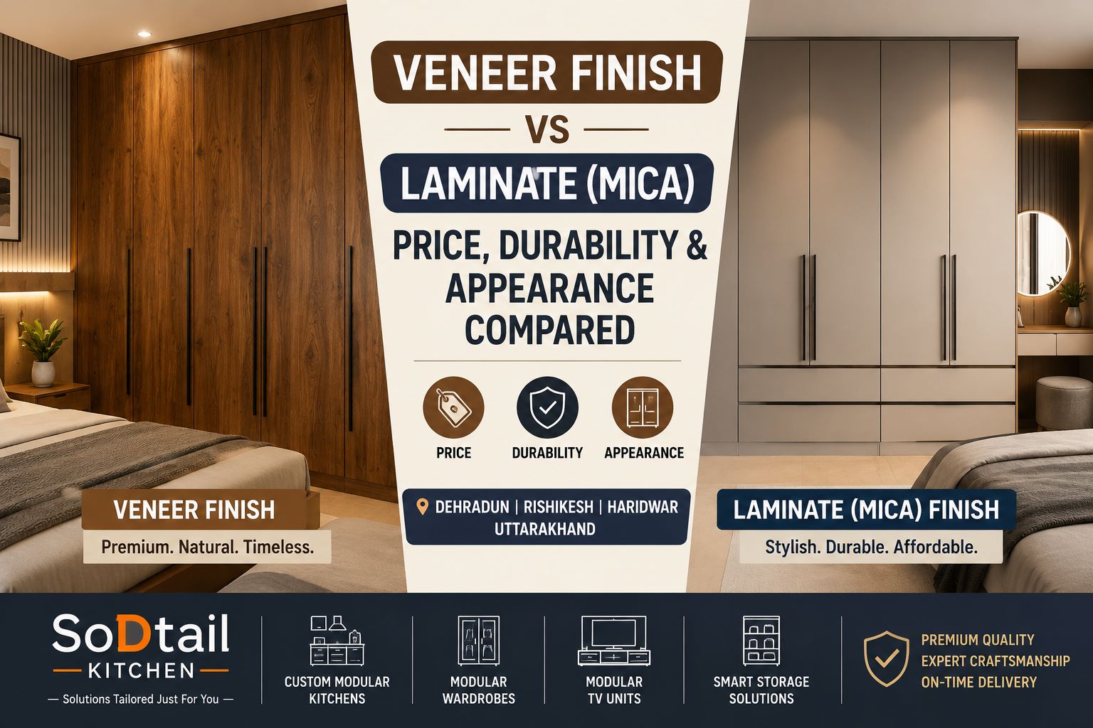 Veneer Finish vs Laminate (Mica) – Price, Durability & Appearance Compared